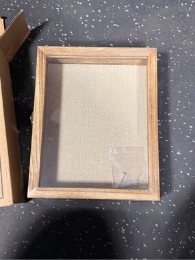 Frame Denim Natural Wood Frame with Beige Fabric Insert